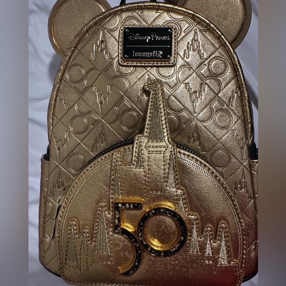Loungefly Gold 50th Anniversary limited edition Backpack NWT with real gold